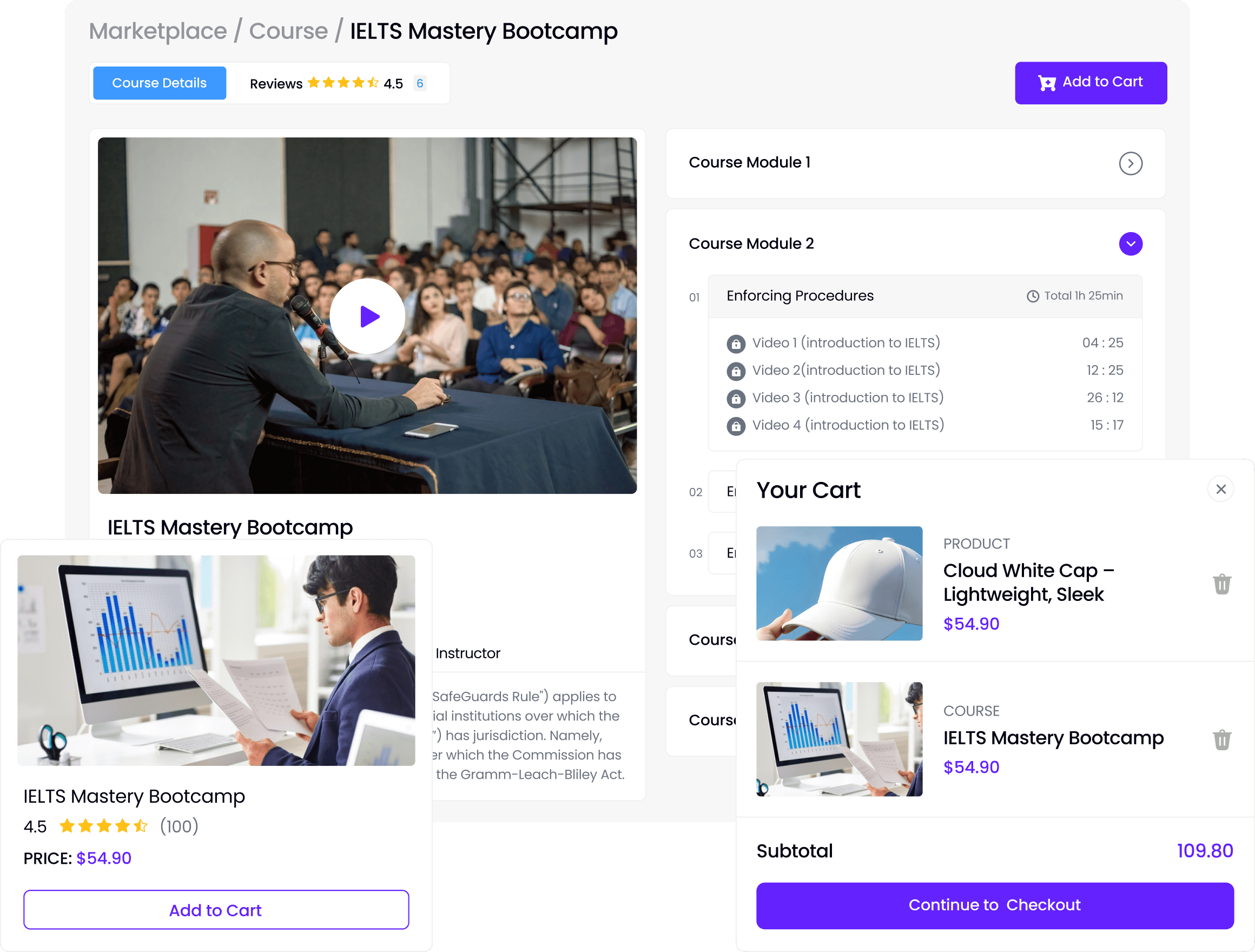 Courses & Products Marketplace Management